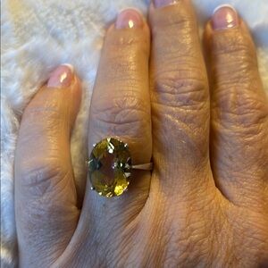 Elegant Citrine and Sterling Silver Ring Sz 8